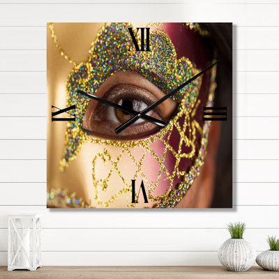 Woman with Venetian Mask - Modern Wall Clock