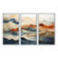 Abstrait orange et bleu, rivière bleue, encre III, ensemble d'art sur toile marbrée-111758559-111758561