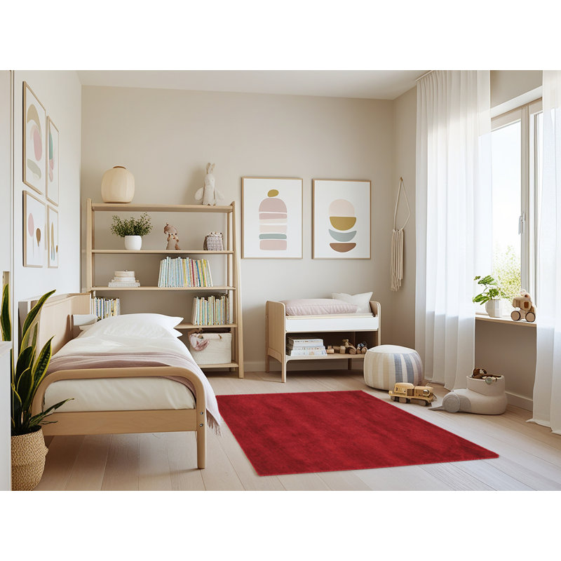 Tapis de zone rouge pourpre contemporain, Rectangle 3 pi x 5 pi