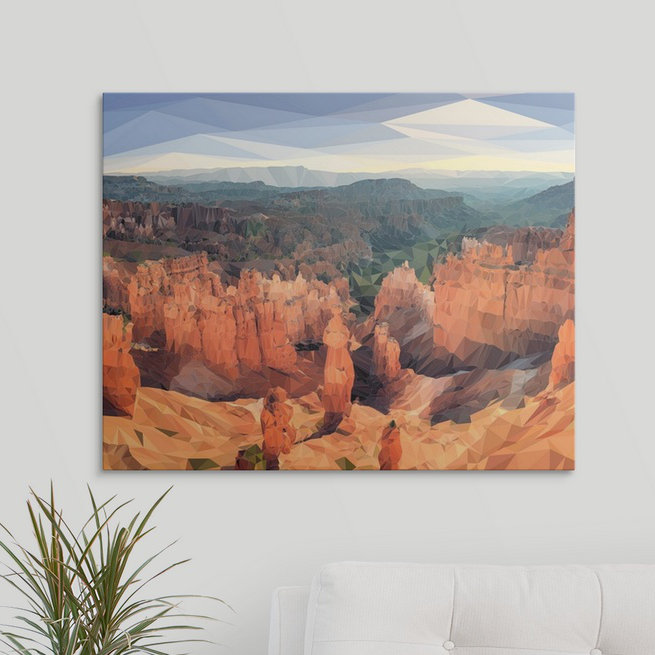 « bryce canyon-low-poly art », reproduction d’impression, H 38 po x l 48 po x P 1,5 po, Toile