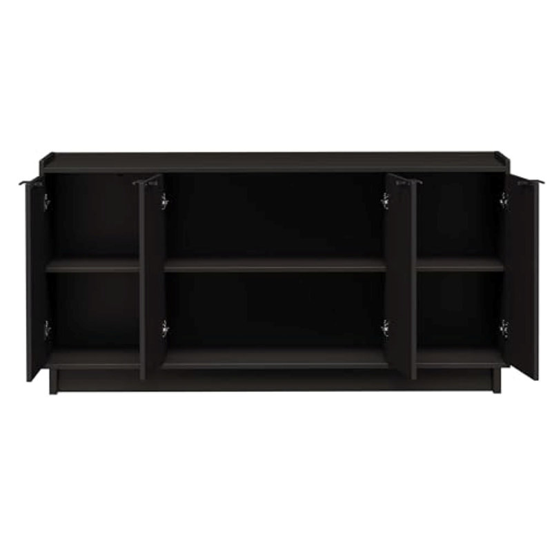 Chaunta 60" Wide Sideboard, Modern 4 Door Console Table Storage Cabinet, Buffet Cabinet for Storage and Organization, Modern Side Table with Doors & Shelves, 60”W x 30”H x 16”D, Black