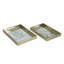 Silver Rectangle Plastic Mirror Trays with Abstract Motif - Set of 2 - L:17.5x12x2" S:15.5x10x2"