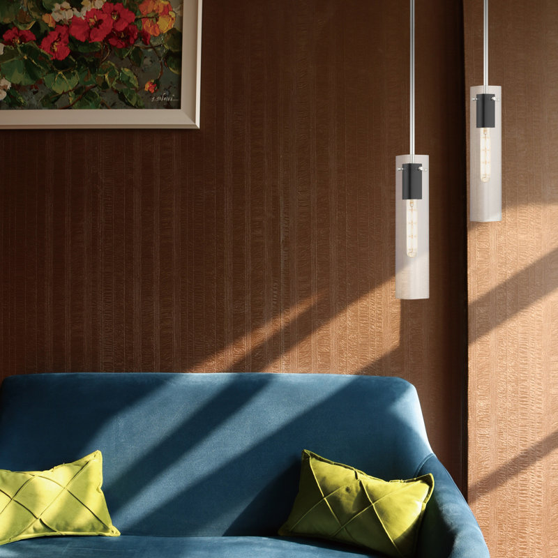 Luminaire suspendu cylindrique à 1 lumière Janine, Noir