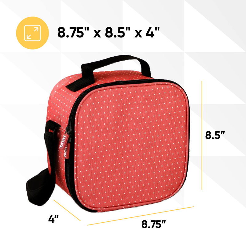 Sac à lunch isotherme avec contenants, boîte à lunch doublée thermique, contenants réutilisables à l'épreuve des fuites pour le travail, les voyages et la plage, petit sac à lunch à pois rouge avec sangle réglable, facile à nettoyer