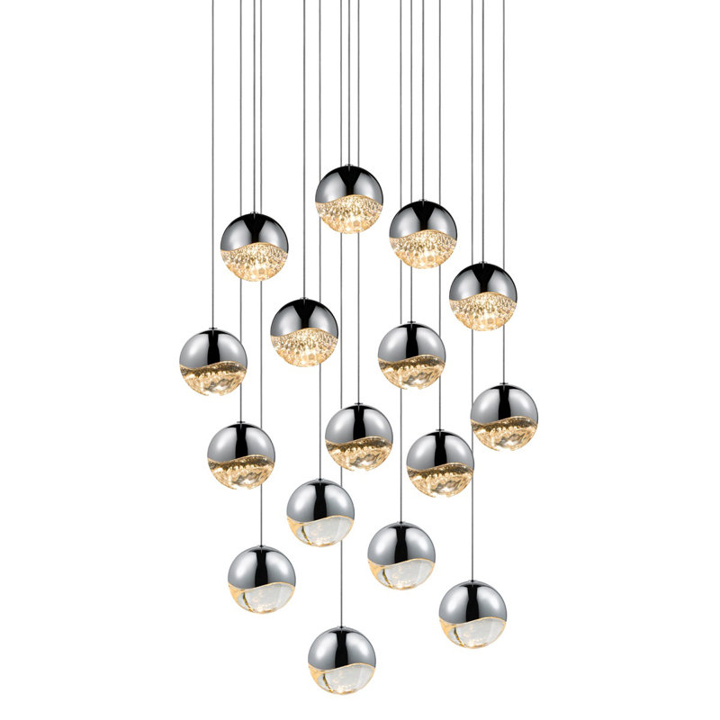 Grapes 16 - Light LED Cluster Pendant, Polished Chrome, 3.75" H x 23.75" W x 23.75" D