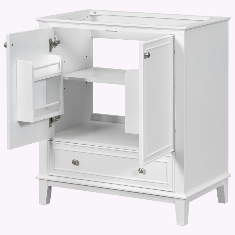 Base de meuble-lavabo simple 29,5 po seulement, Blanc / Blanc