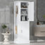 Grande armoire de rangement pour salle de bain, armoire de rangement autoportante avec crochet et tablette réglable, panneau de fibres à densité moyenne-1755336679