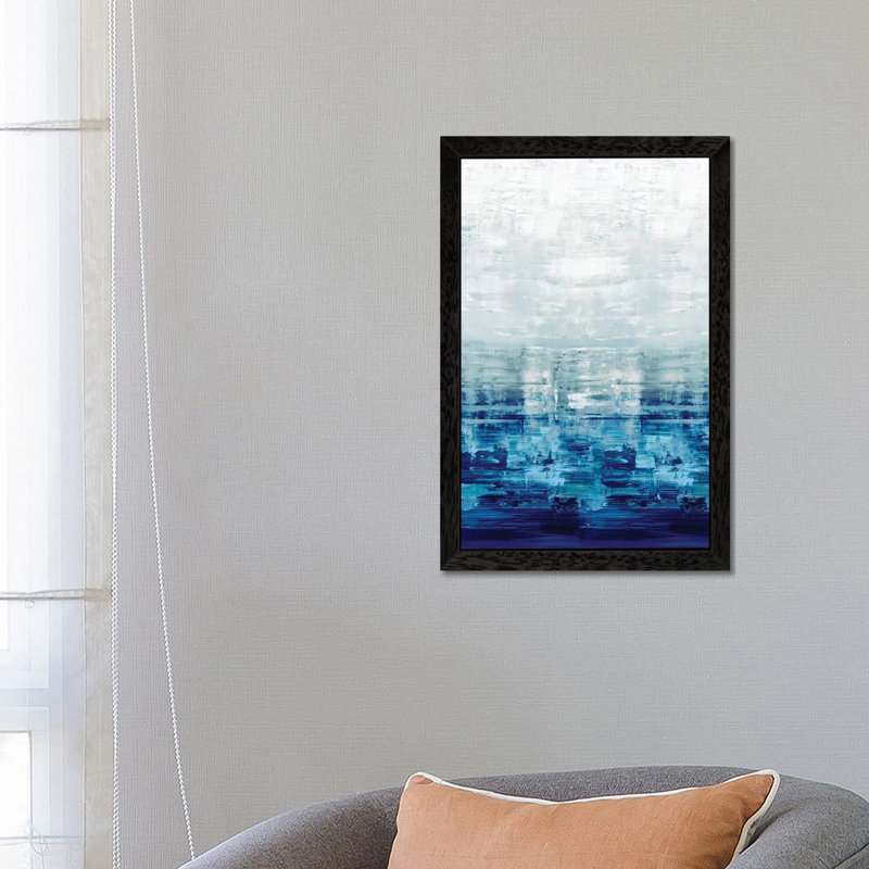 Blue Reflections 1 Piece Painting on Canvas, 152.5 cm H x 101.5 cm W, Black Framed