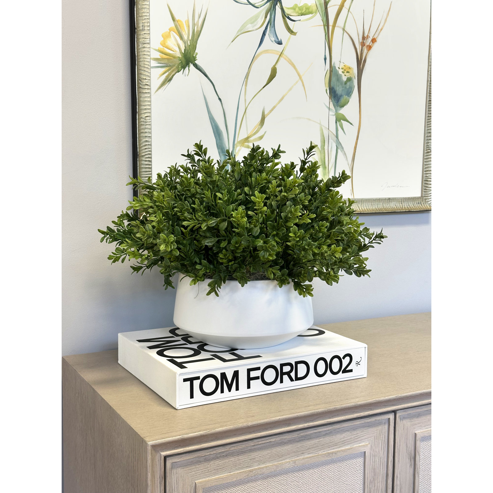Boxwood Arrangement In A Ceramic Vase