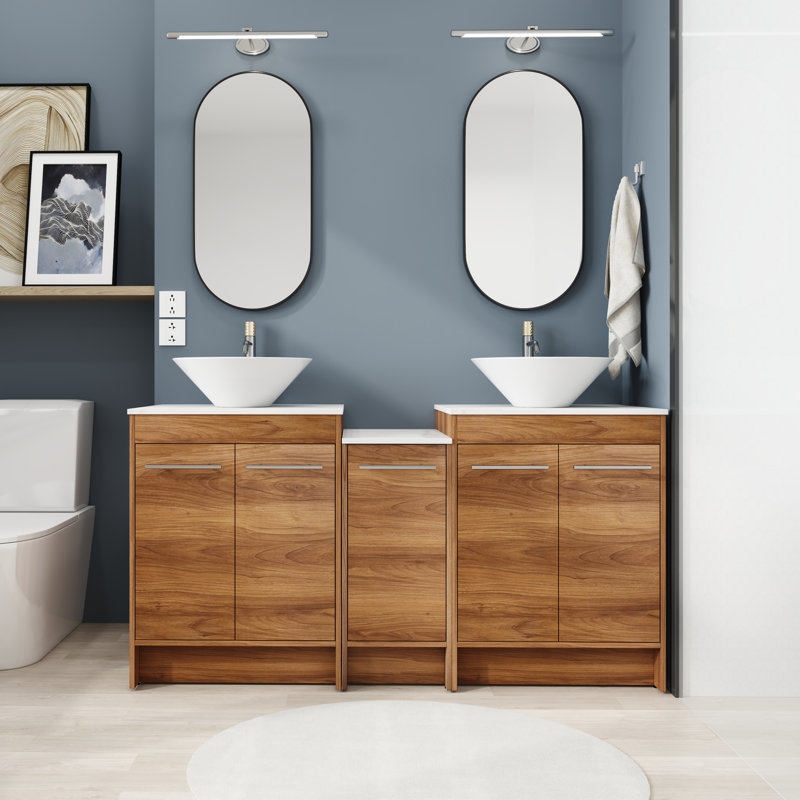 Meuble-lavabo double autoportant 58,8 po Deshia