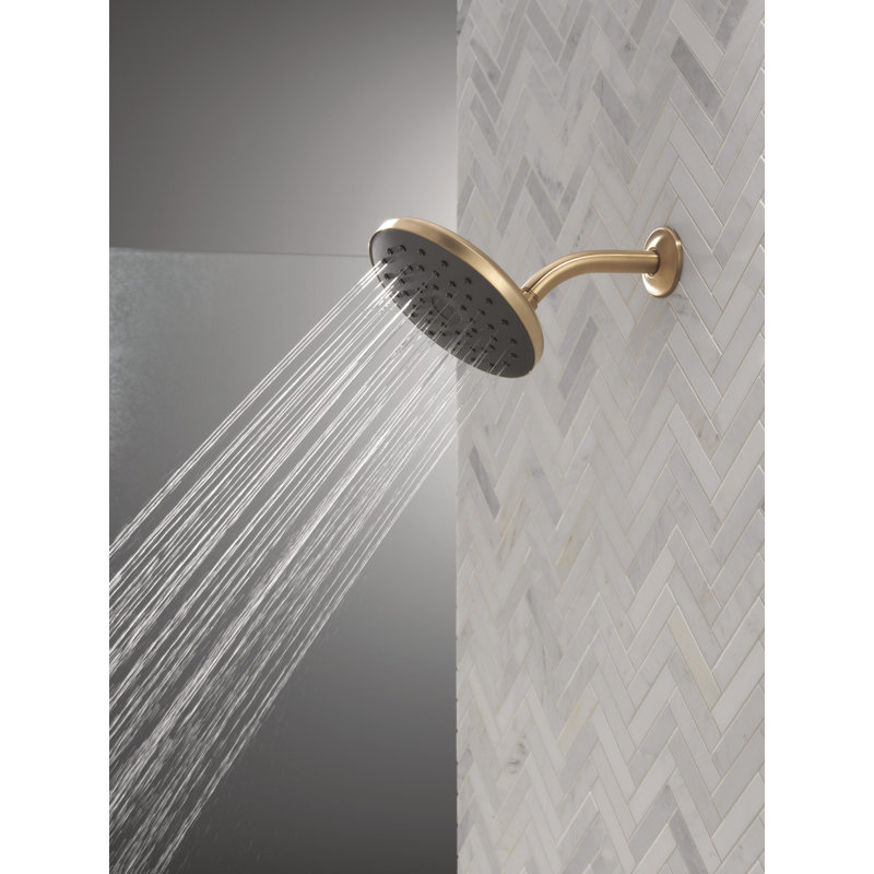 PivotPro Rain Showerhead, Single Setting 7 Inch Round Shower Head Brushed Gold, Champagne Bronze