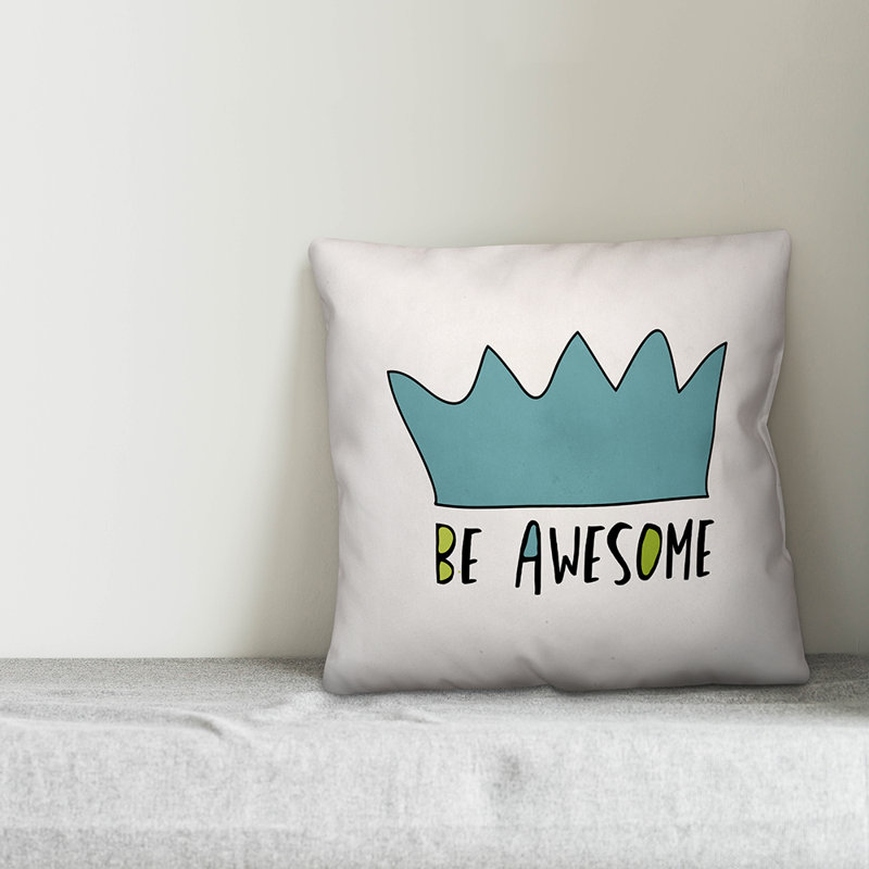 Be Awesome Throw Pillow, Blue
