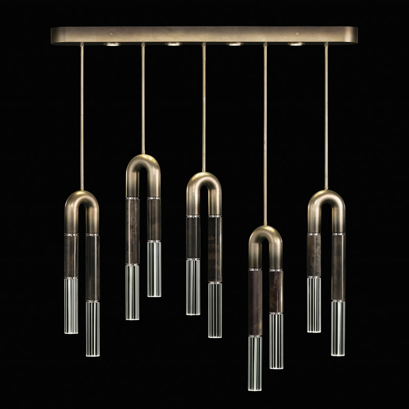 Luminaire suspendu linéaire 51,5 po Antonia, Ombre bronze / nickel / gris anthracite
