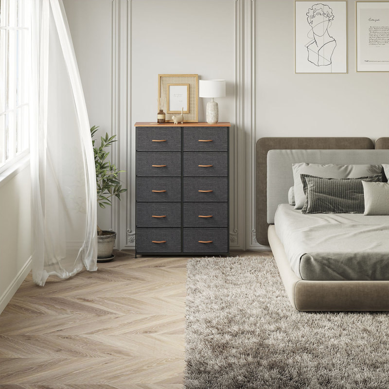 Commode 10 tiroirs Prendergast, Gris foncé