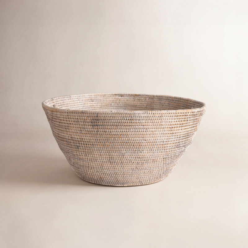 Rael Hand Woven Laundry Basket with Handles, White