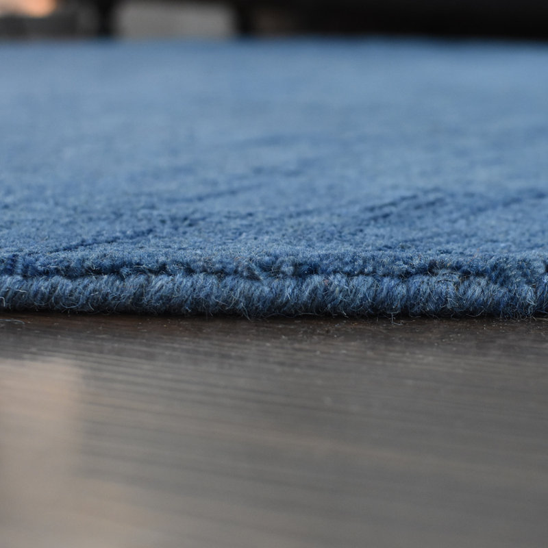 Hand Knotted Loom Wool Eco-Friendly Area Rugs - Octagon | Blue Color | Solid Design | Area Rugs for Living room, Bedroom