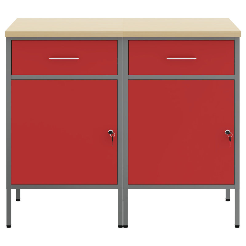 Work Cabinet with Drawer, Red