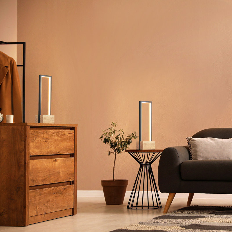 Brentnie Wooden Base Dimmable Table Lamp, Oak