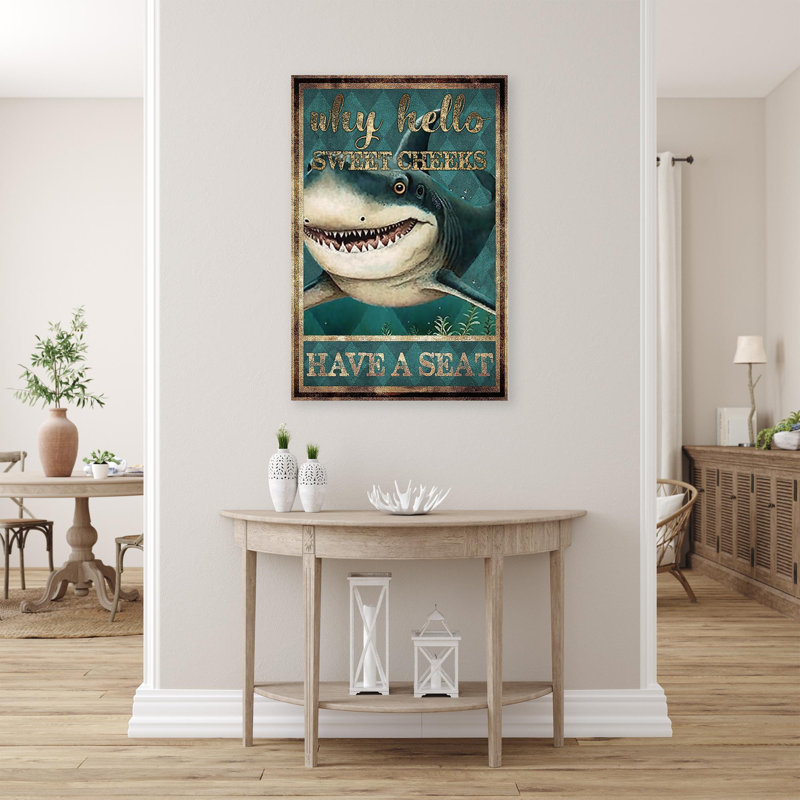 Shark Why Hello Sweet Cheeks - 1 Piece Rectangle G " Shark Why Hello Sweet Cheeks ", 36" H x 24" W x 1.25" D