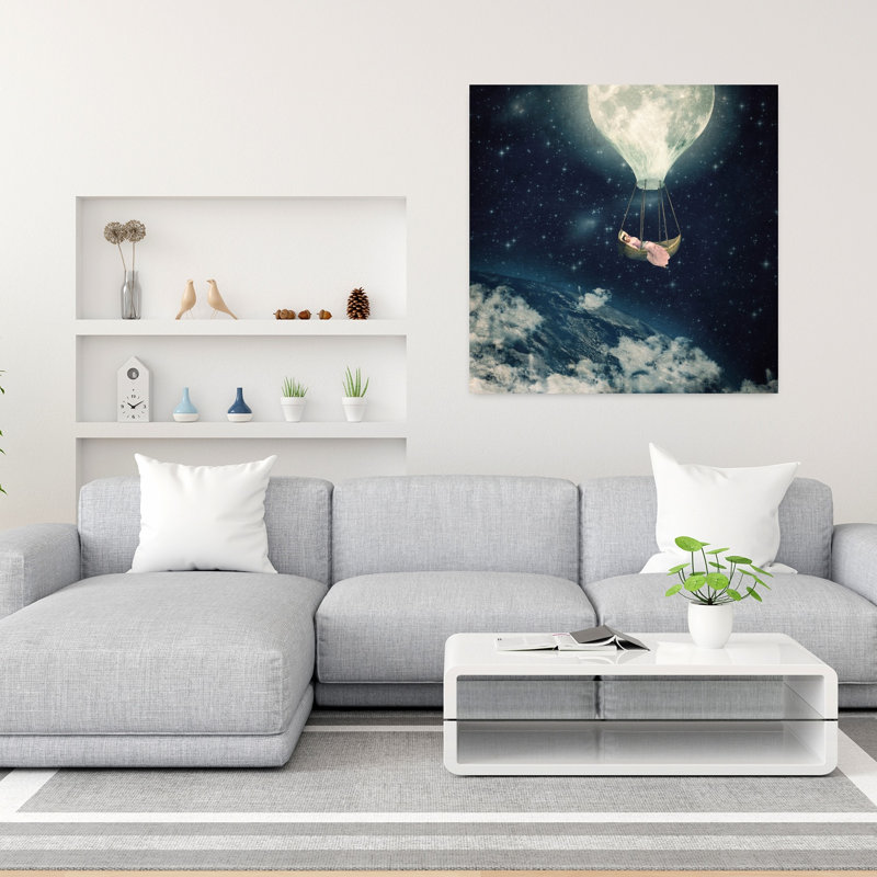 La lune me transporte abstrait, art urbain contemporain, H 36 po x l 36 po