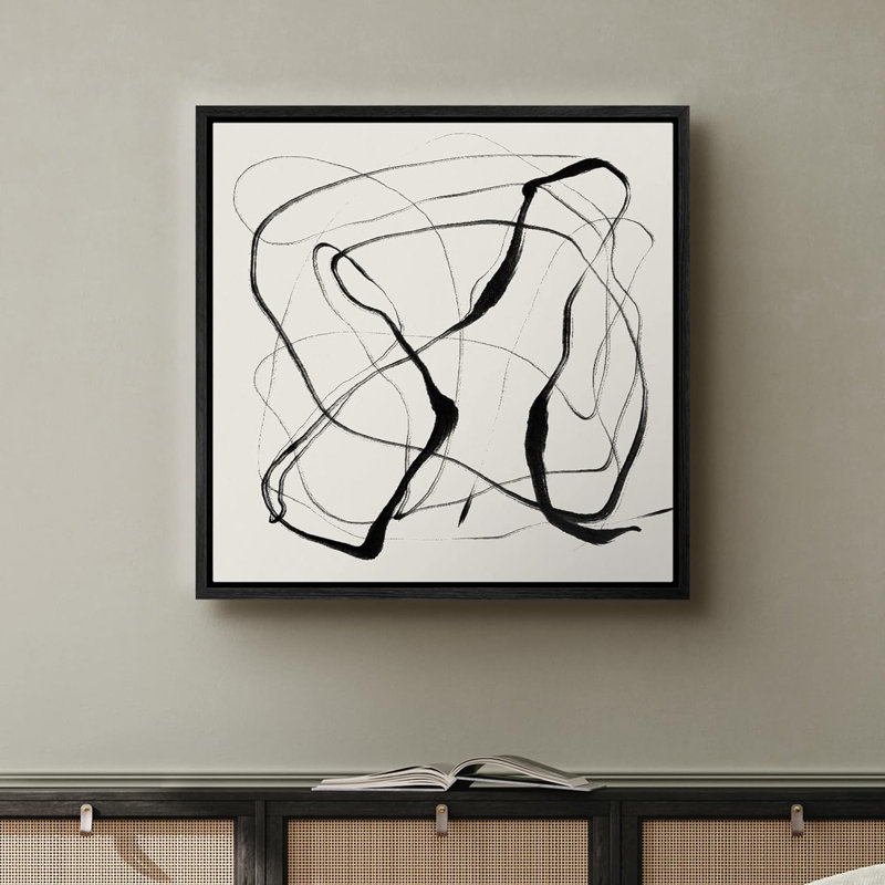 Graffiti Black Ribbon Line Collage Abstract Shapes Modern Art Decorative Contemporary Minimal, impression sur toile, Noir