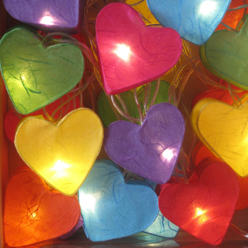 Mandi LED Handmade Paper Hearts String Light, 30 Lamps - 8 Metre Long