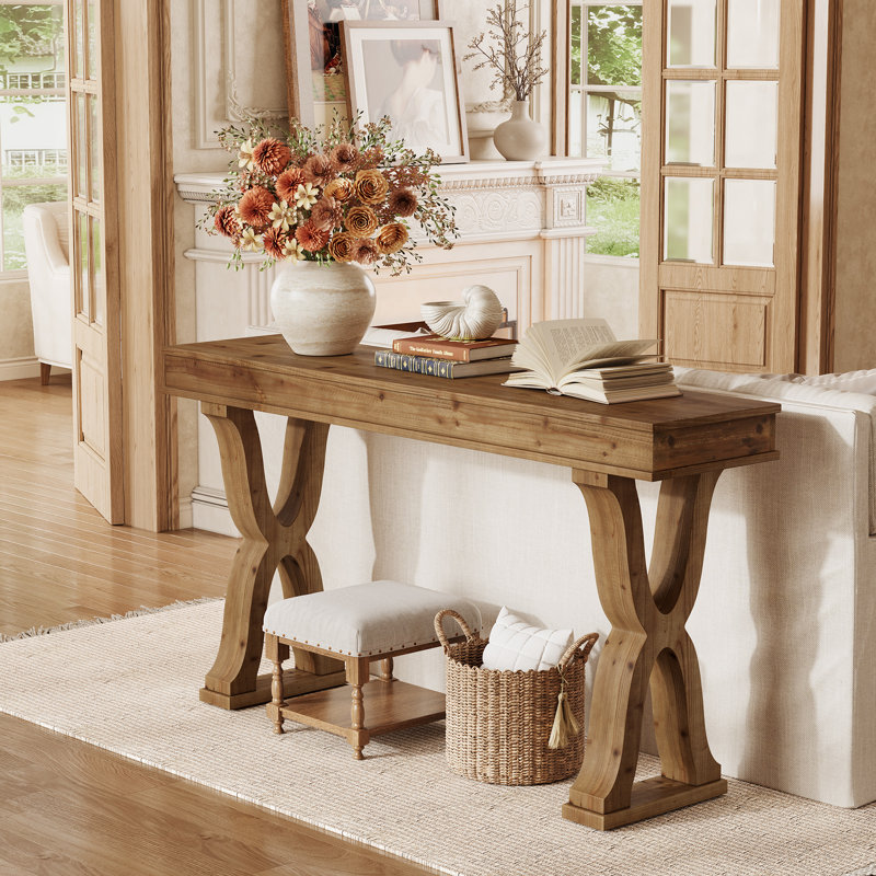 85.1cm Solid Wood Console Table, Rustic Brown