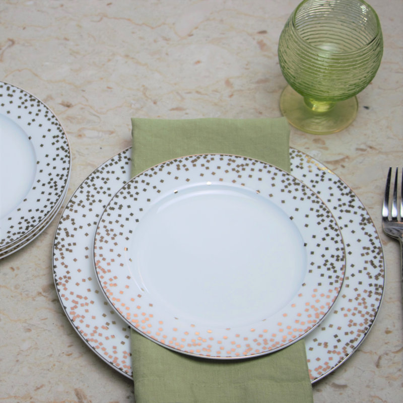 Assiette à dîner confettis en porcelaine tendre 11 pouces, ensemble de 4