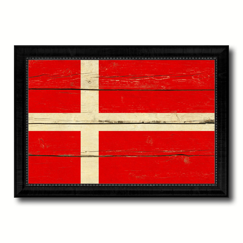 Impression sur toile, "denmark country flag", H 15 po x l 21 po x P 1 po, Encadrement noir