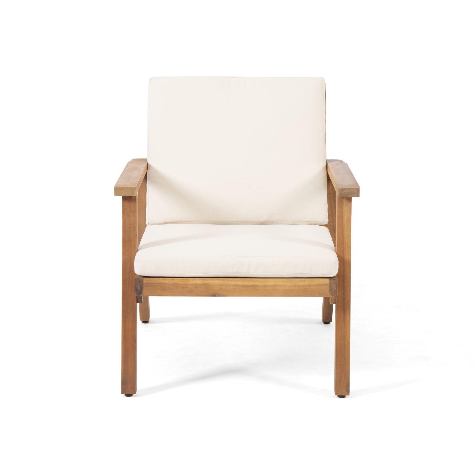 Channing Wood Outdoor Lounge Chair, Brown Patina, Cream
