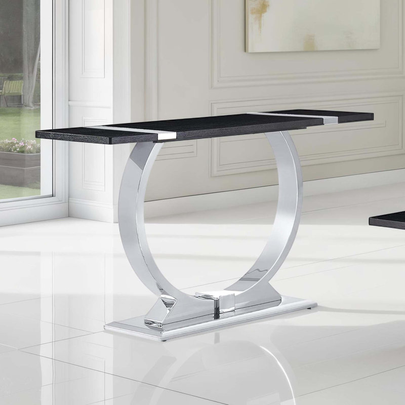 50 " W Console Table, Black;Silver