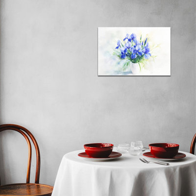 Large Floral Canvas Wall Artwork - Blue Iris Flower Prints Pictorial Wall Decor for Home Spaces, Nature-Inspired Wrapped Canvas Painting on Pine Fram