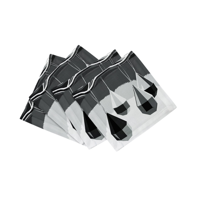 Ornaments Cotton Sateen Cocktail Napkins, Black White