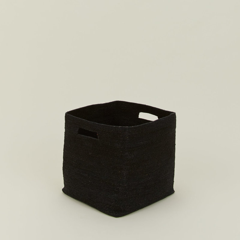 Essential Laundry Basket with Handles, Black, 12" H x 13" W x 13" D