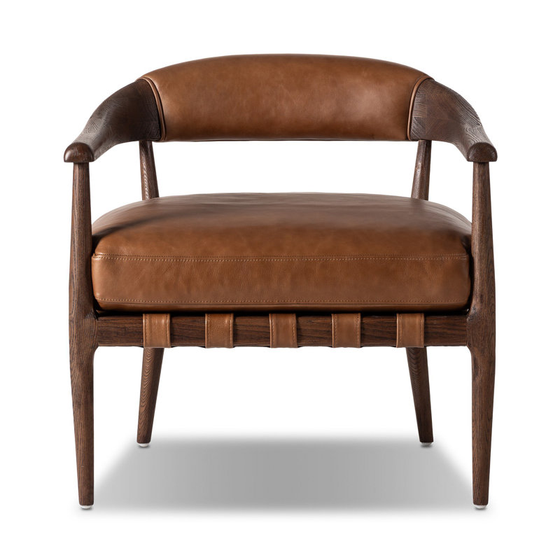 Gretel 29'' Wide Top Grain Genuine Leather Armchair, Sonoma Chestnut