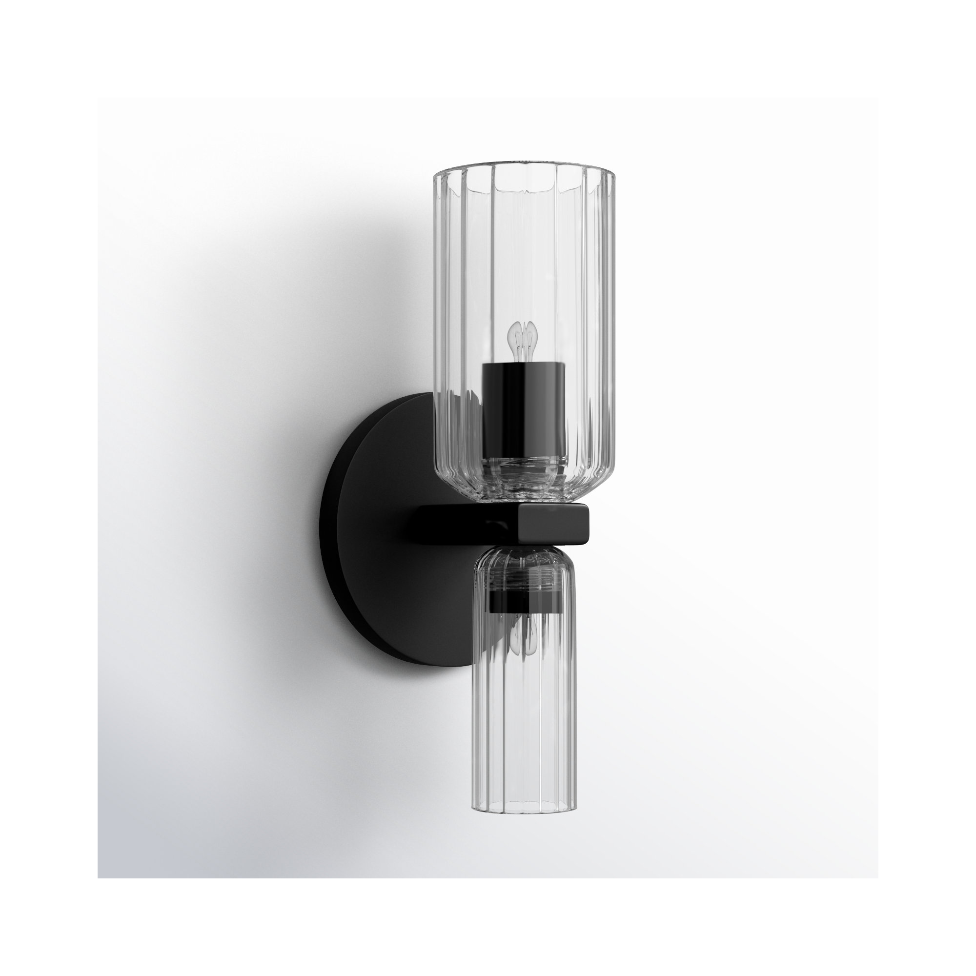 2 Light Glass Dimmable Candle Wall Light, Soft Black