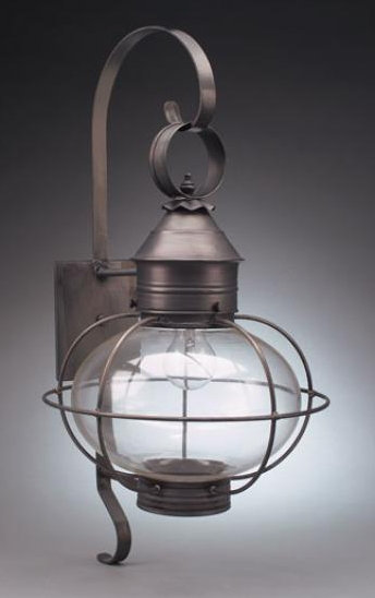 Onion 1-Light Outdoor Wall Lantern, Dark Brass, Clear, 21" H x 12" W x 13.5" D