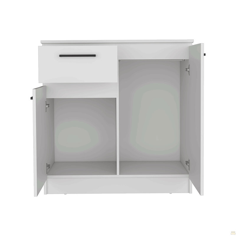 Commode Orleans à 2 portes et tiroir simple, blanc