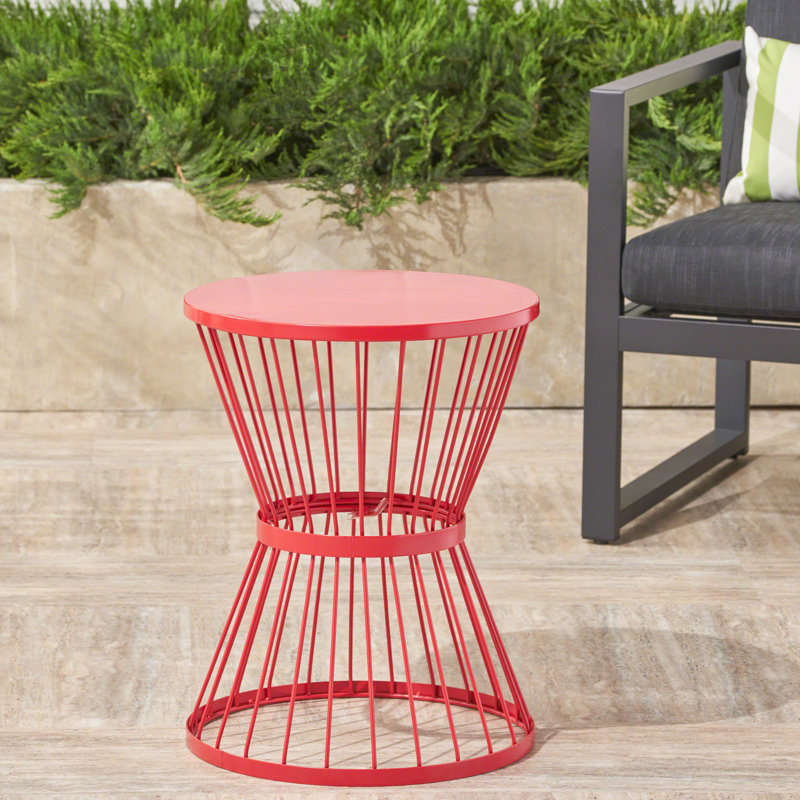 Table d'appoint artistique d'extérieur, Rouge, H 20,82 po x l 15,81 po x P 16,18 po