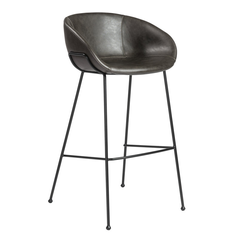 Ardea Counter & Bar Stool, Bar Stool (29.93" Seat Height), Vintage Dark Gray Faux Leather