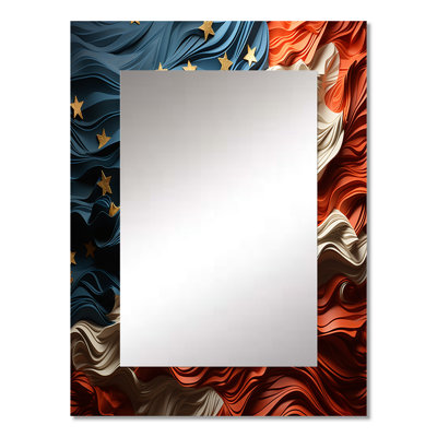 Modern USA Flag II - Flag Mirror, Traditional Decorative Wall Mirror, Printed Metal Art