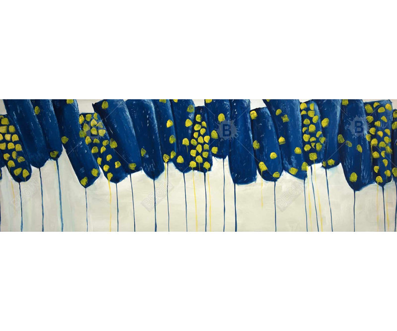 "Fleurs bleues et jaunes abstraites" sur toile