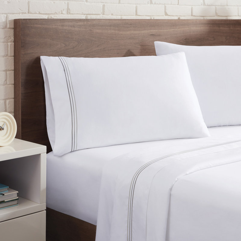 600 Thread Count Cotton Sateen Sheet Set Sateen Standard Sheet Set, Steel Gray, Queen