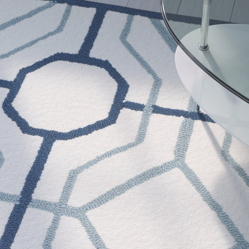 Naya Hand Hooked Performance Geometric Rug, Rectangle 3'6" x 5'6"