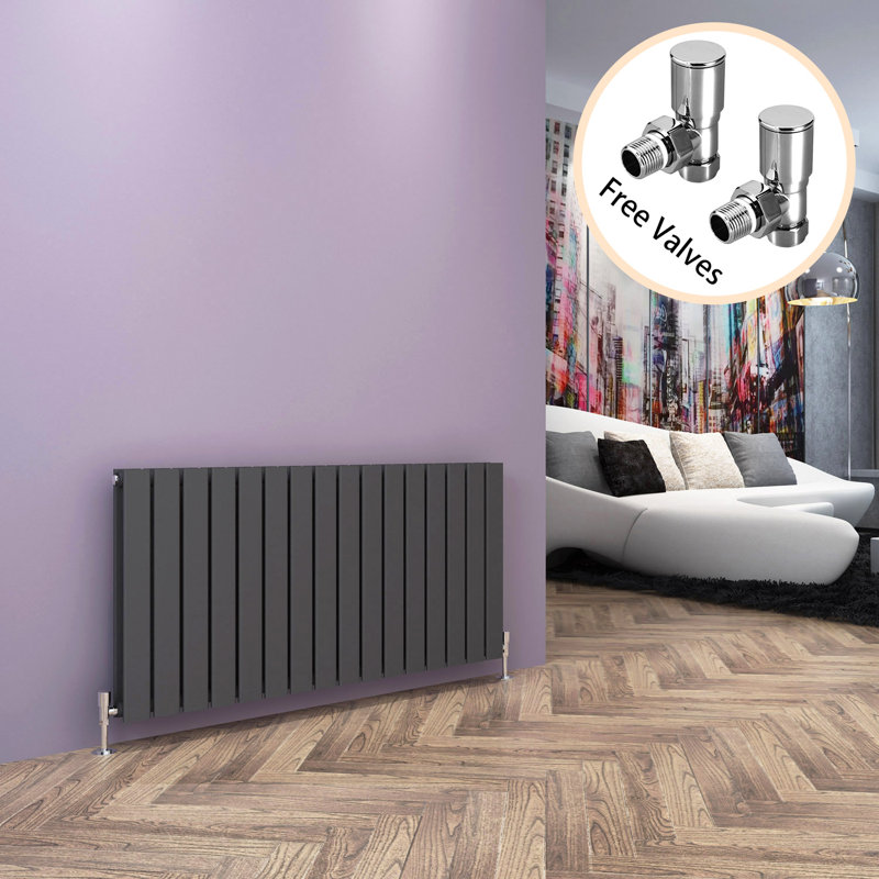 Kootenai Horizontal Designer Radiator, 600mm H x 1216mm W x 61mm D, Black