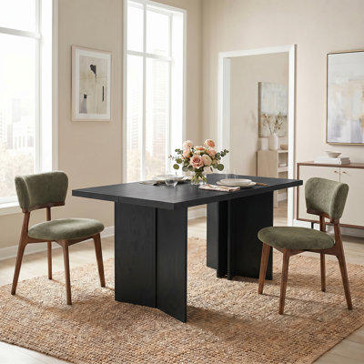 Amiliana 2-8 Person Wooden Rectangular Dining Table With Upholstery Dining Chairs