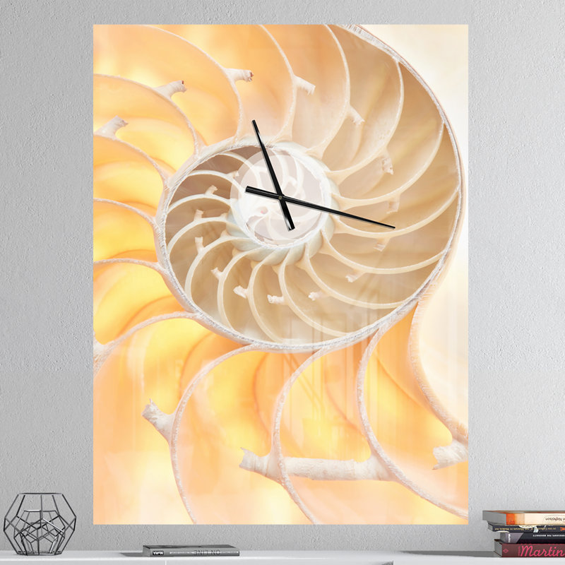 Horloge murale surdimensionnée à motif nautilus, Très grand