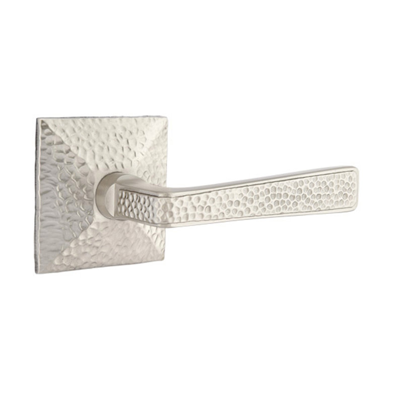 Flat Privacy (Bed & Bath) Door Lever with Square Rosette, Right, Satin Nickel