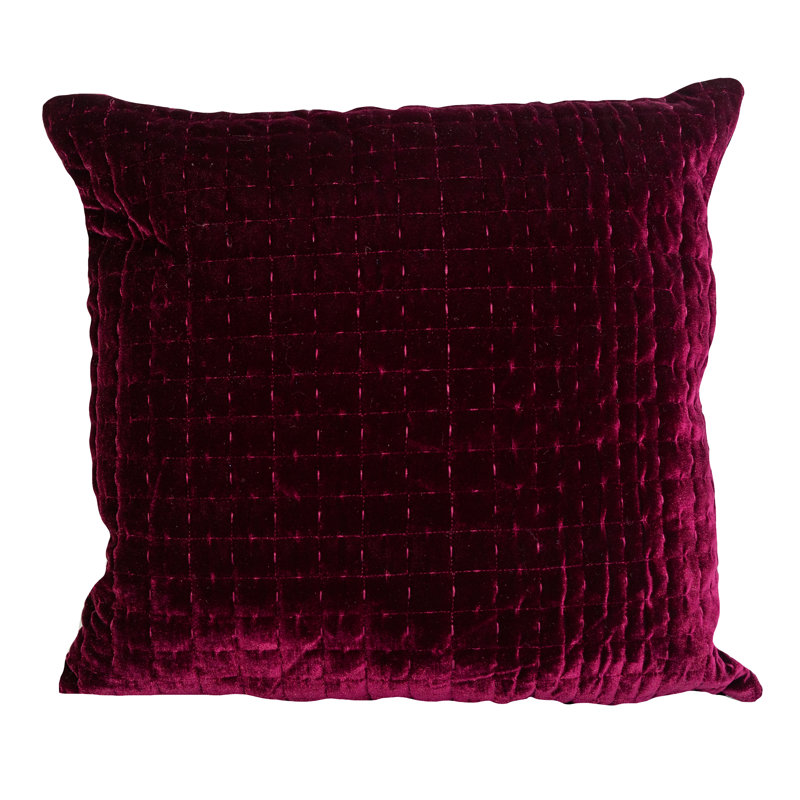 Coussin en velours matelassé Layla 18 x 18, Bordeaux