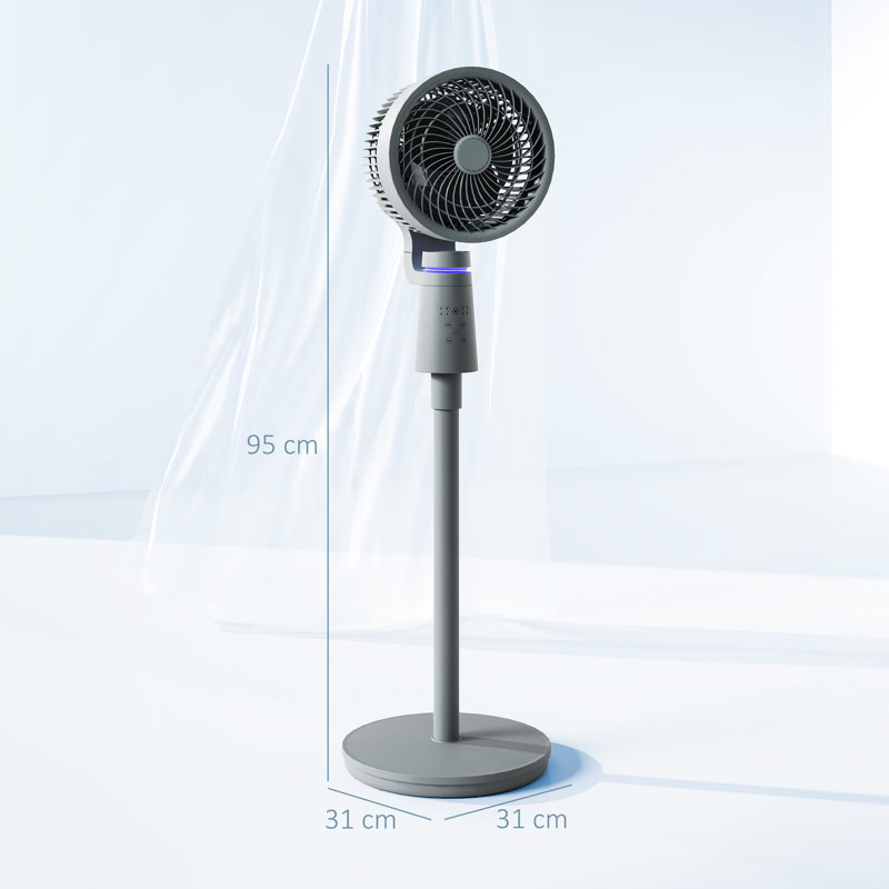 17 Stories 95cm Oscillating Pedestal / Standing Fan Fan with Remote Included, Grey
